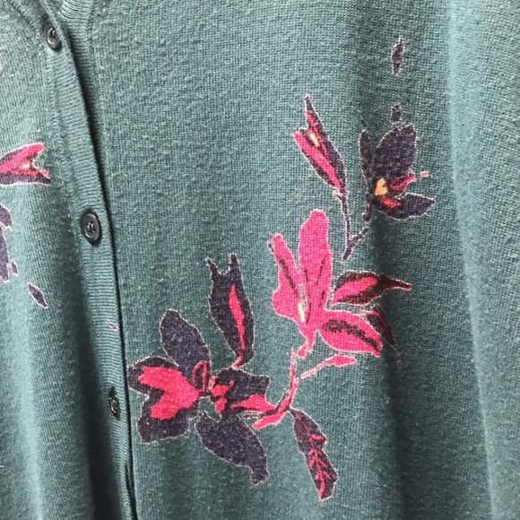 Daniel Rainn Teal Green & Purple Floral V-Neck Button Down Cardigan - Picture 7 of 9